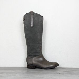 Sam Edelman Pembrooke Grey Leather & Suede Womens Knee High Riding Boots sz 8